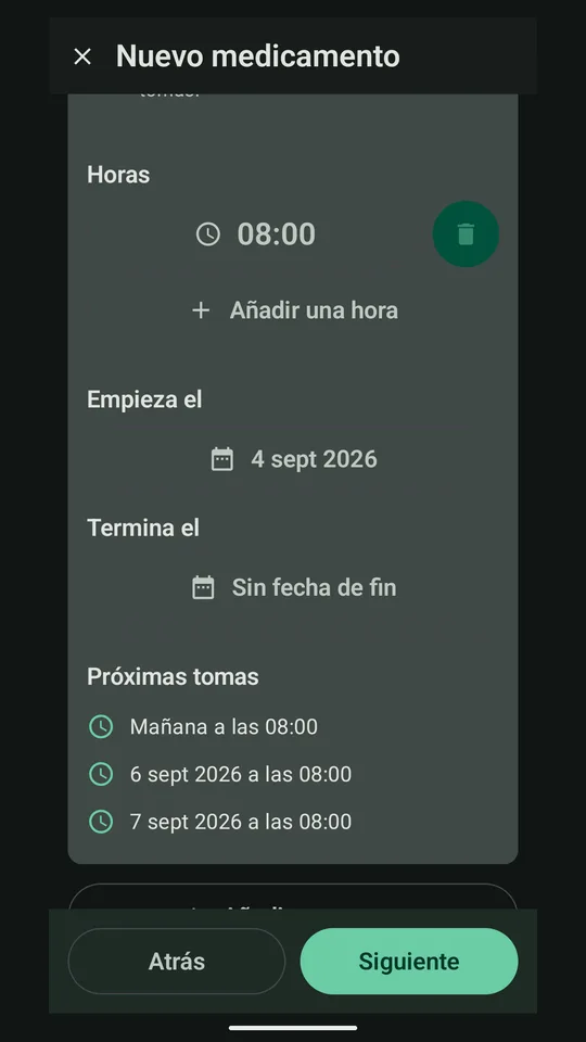 Alta en tres pasos, con vista previa de las próximas tomas.