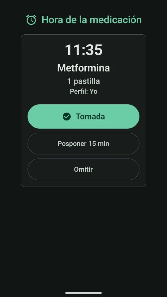 Alarma a pantalla completa, legible a un metro.