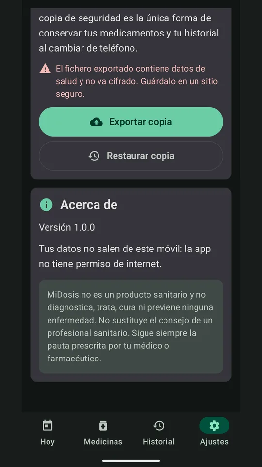 Copia de seguridad en manos del usuario; privacidad explicada sin jerga.